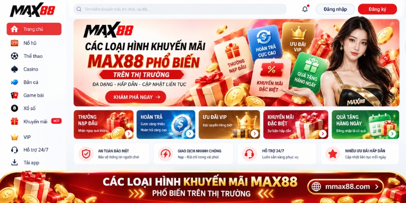 Các loại hình khuyến mãi MAX88 phổ biến trên thị trường